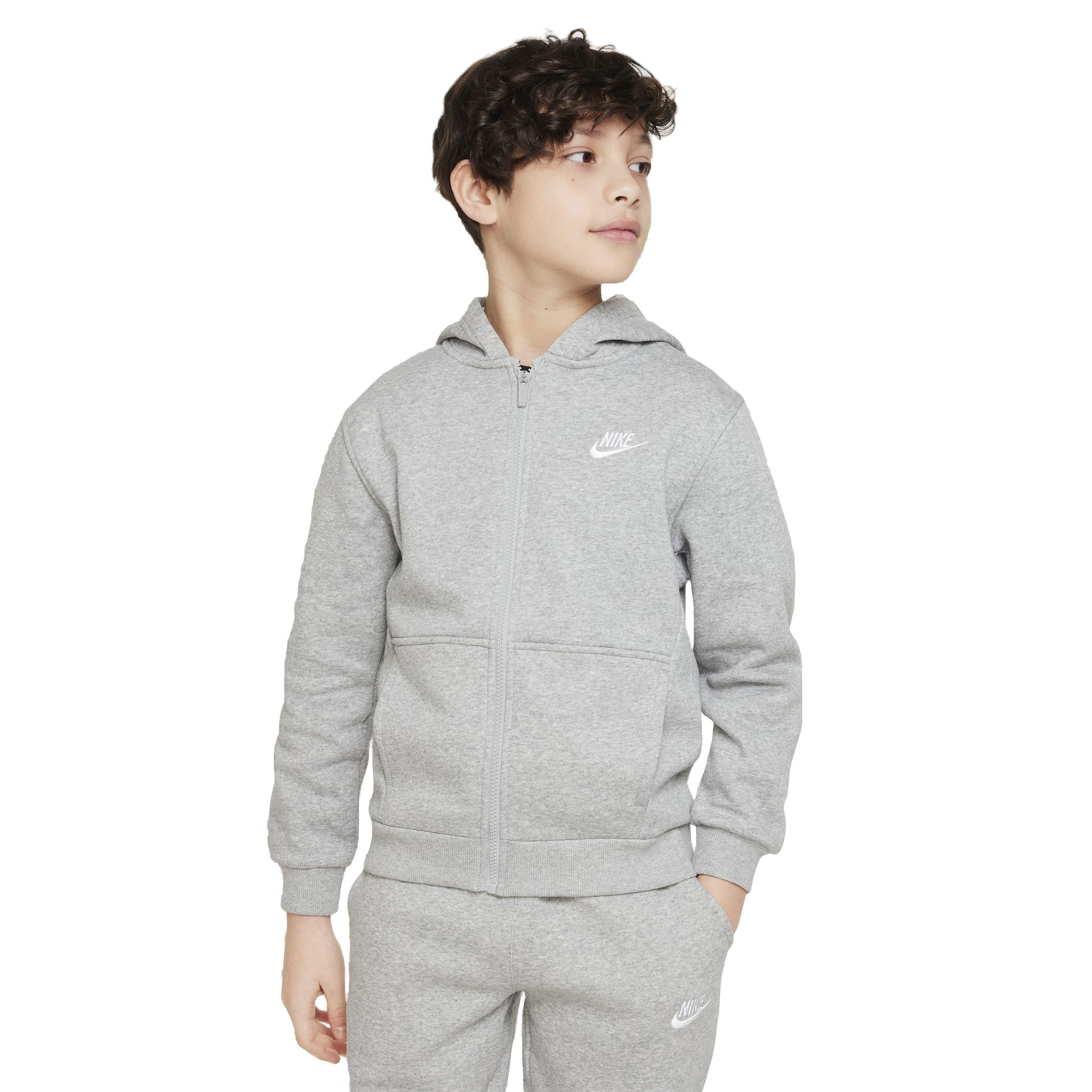 Nike Big Kids' Sportswear Club Fleece Full-Zip LS LBR Jacket -Grey